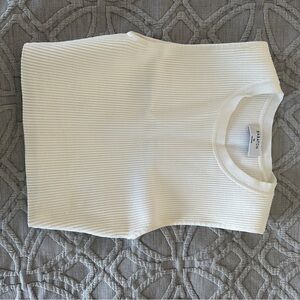 White Ribbed Sleeveless Top